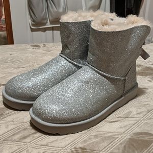ugg mini bailey bow sparkle silver
